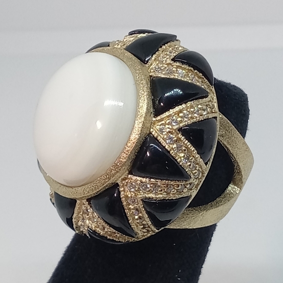 * Rivka Friedman QVC 18K Gold Clad gemstone & enamel dome ring sz 6